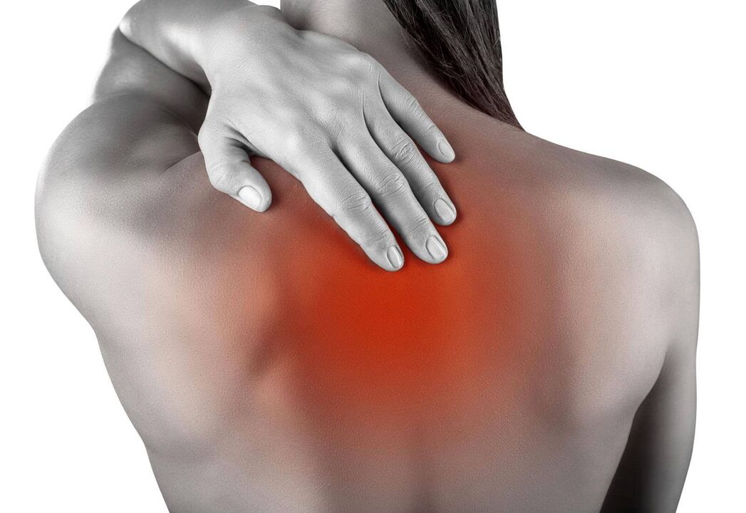 Back pain in the shoulder blade area caused by illness or injury